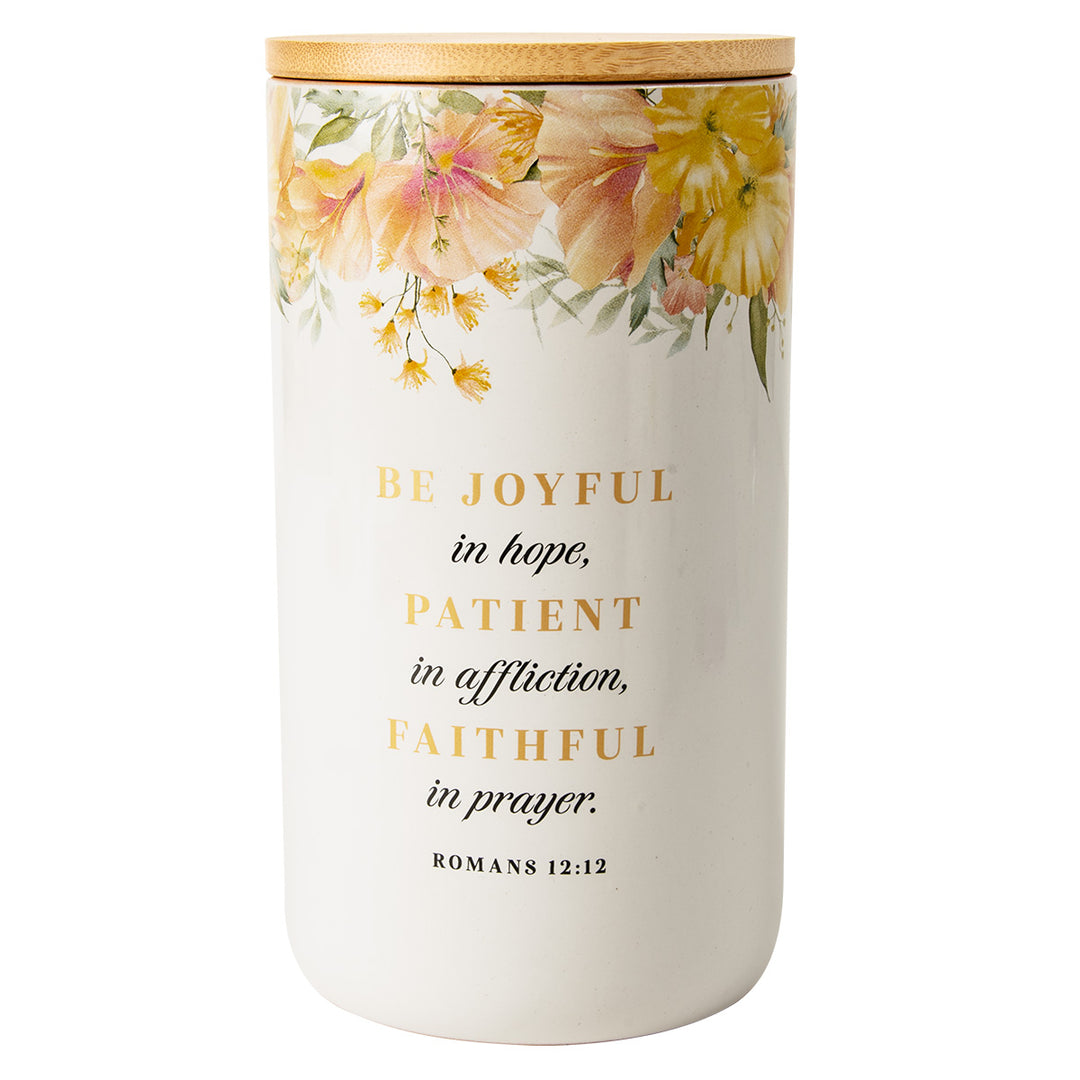 Be Joyful In Hope Ceramic Gratitude Jar With Cards - Romans 12:12