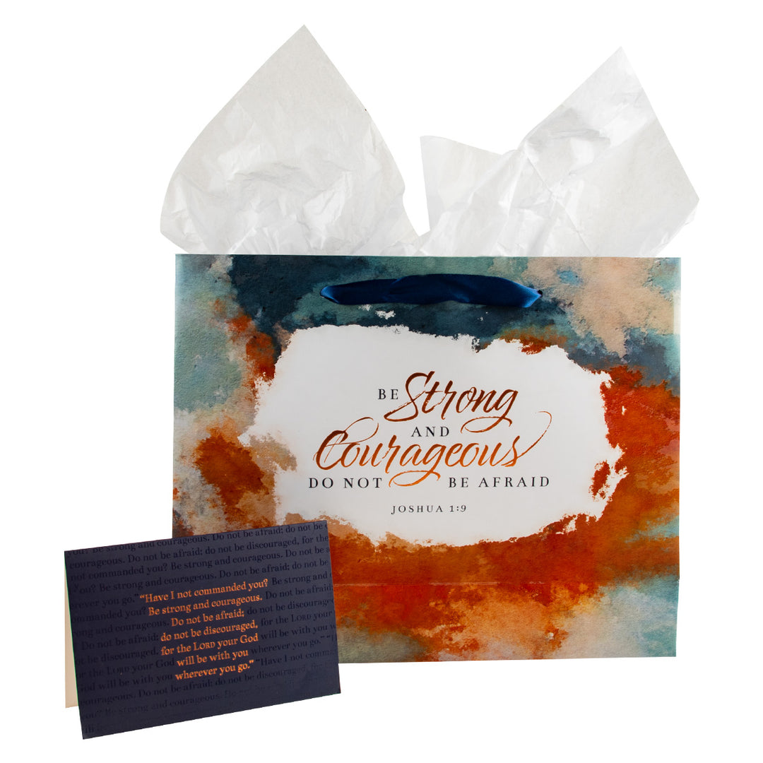 Be Strong And Courageous Large Landscape Gift Bag With Card - Joshua 1:9