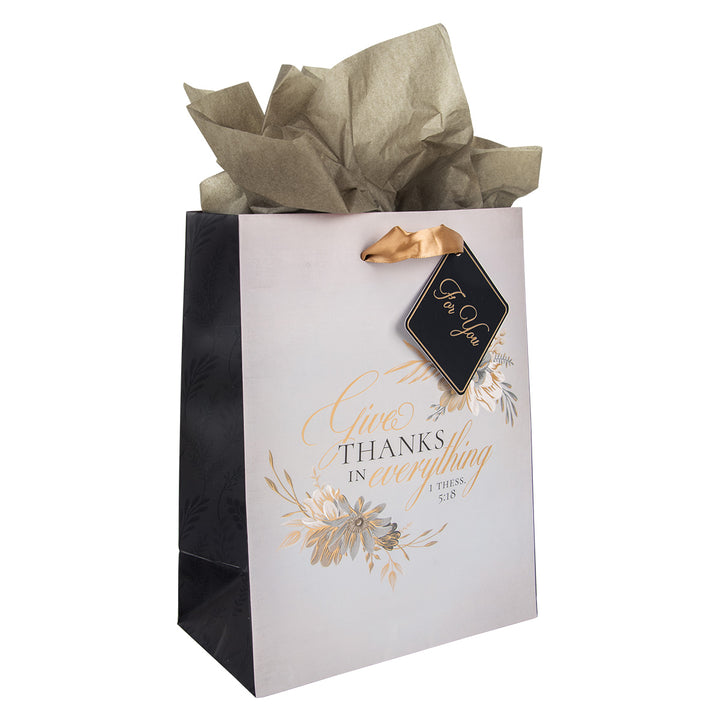 Give Thanks In Everything Medium Gift Bag With Gift Tag - 1 Thessalonians 5:18