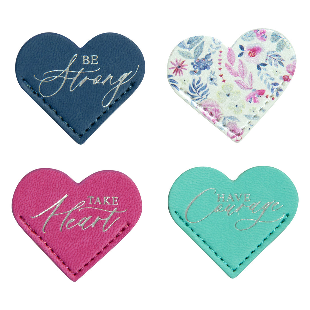 Take Courage Four Piece Corner Heart Faux Leather Bookmark
