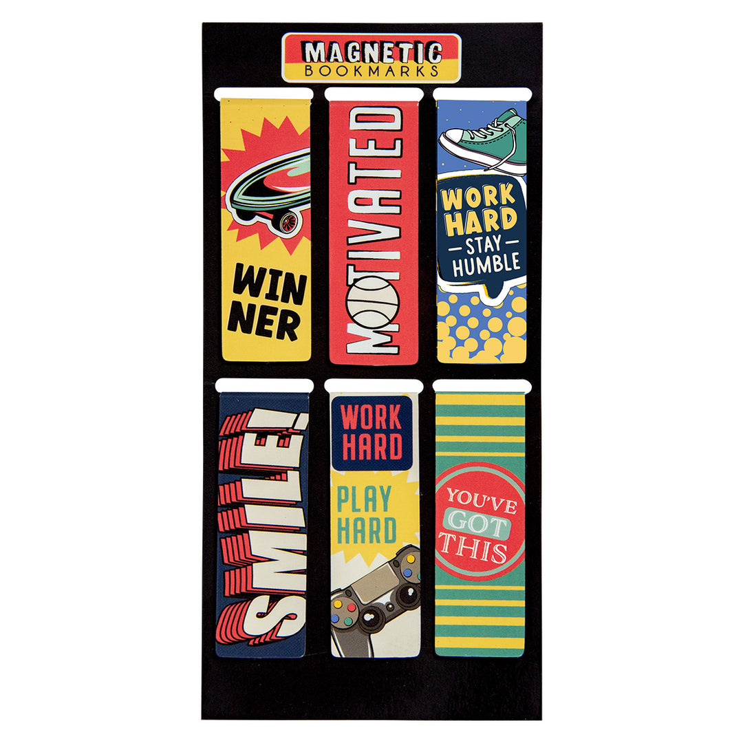 Motivational Sticker Six Piece Magnetic Bookmark Set