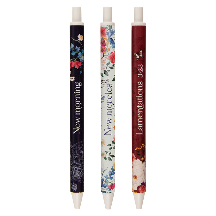 God's Mercies are New Every Morning Three-Piece Retractable Pen Set