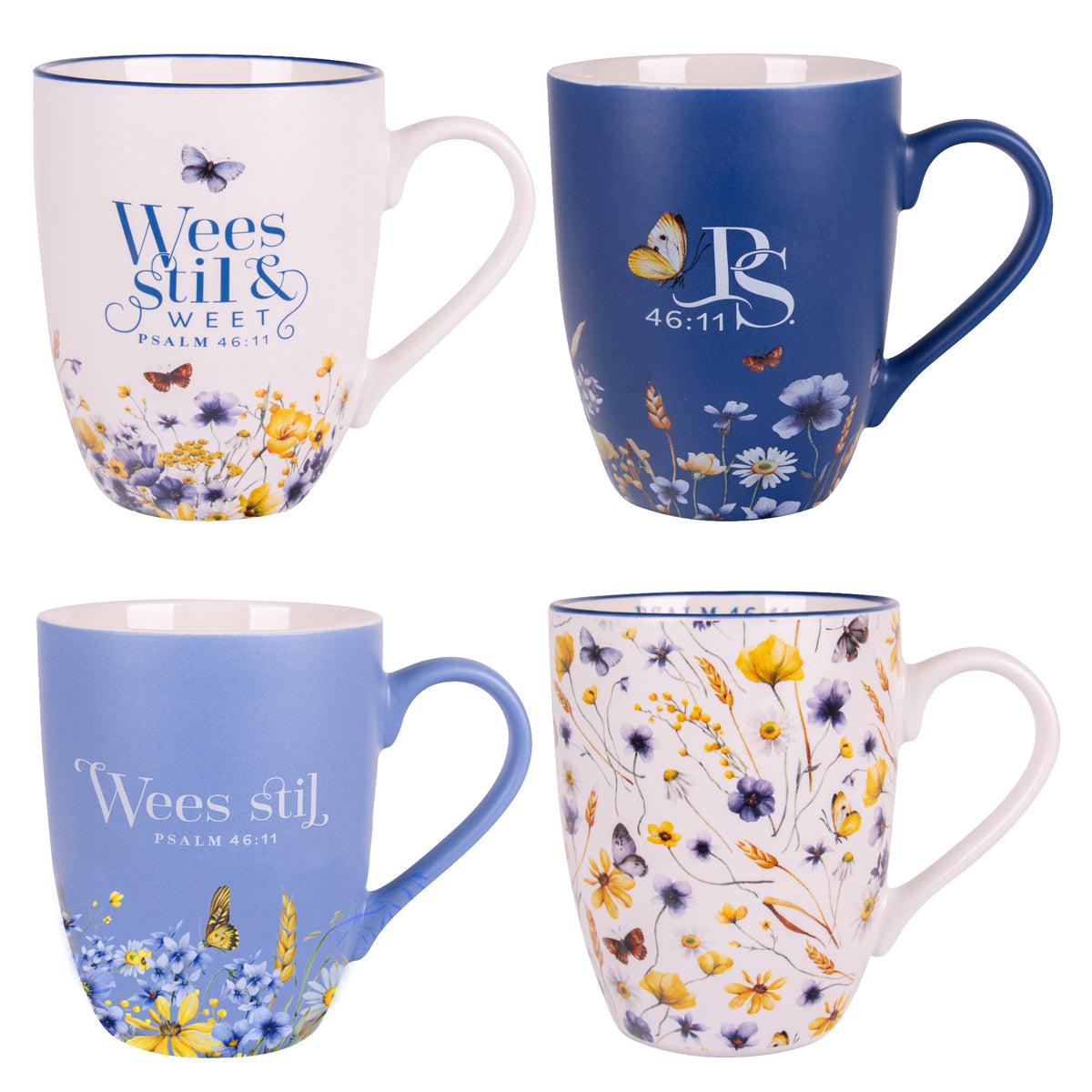 Wees Stil & Weet Afrikaans Four-Piece Ceramic Mug Set