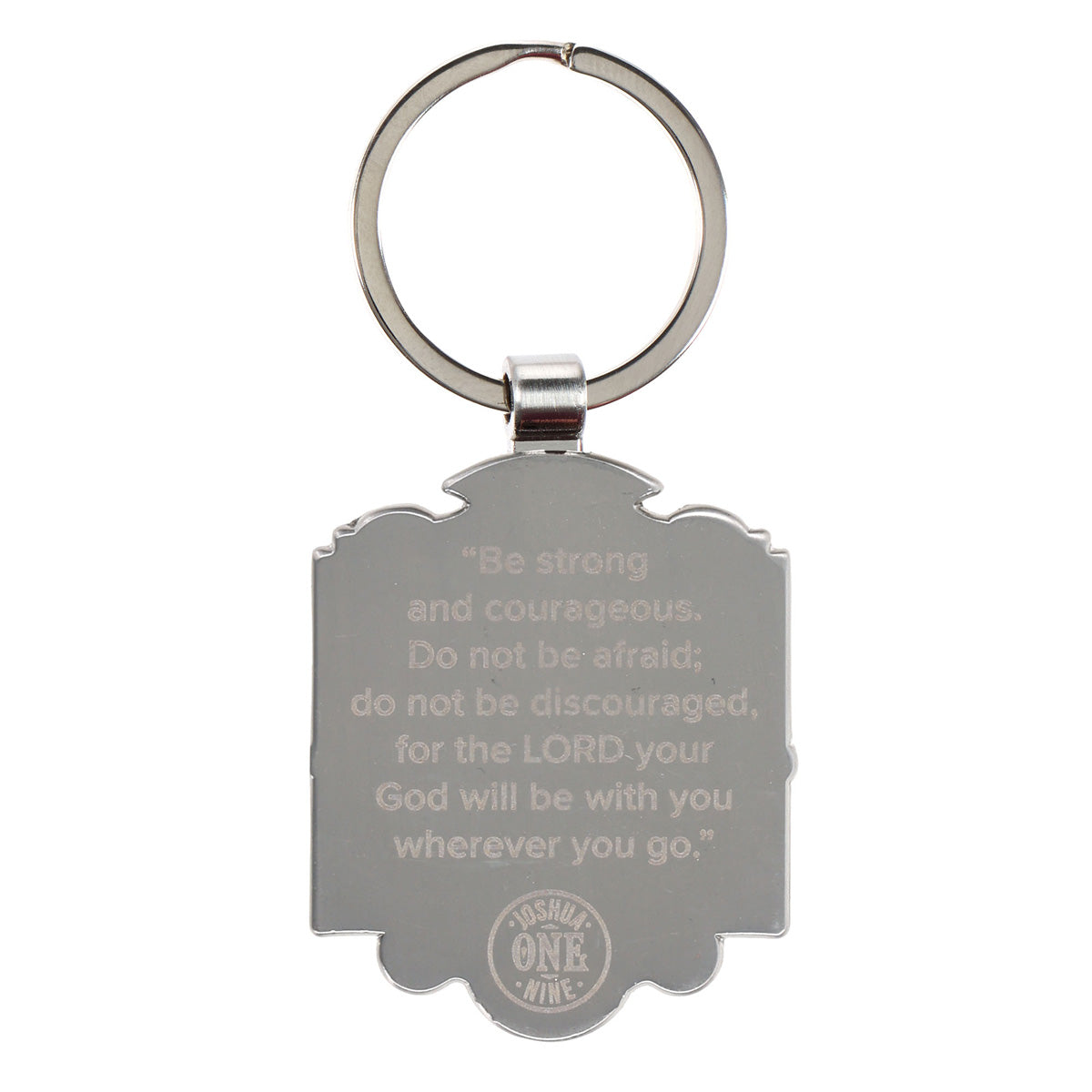 Strong and Courageous Metal Key Ring