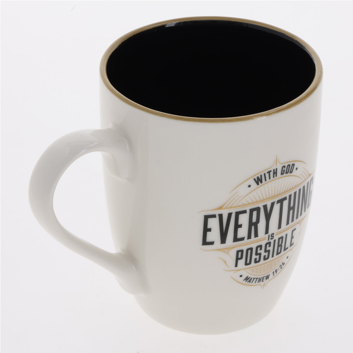 With God Everything Is Possible Ceramic Mug with Black Interior