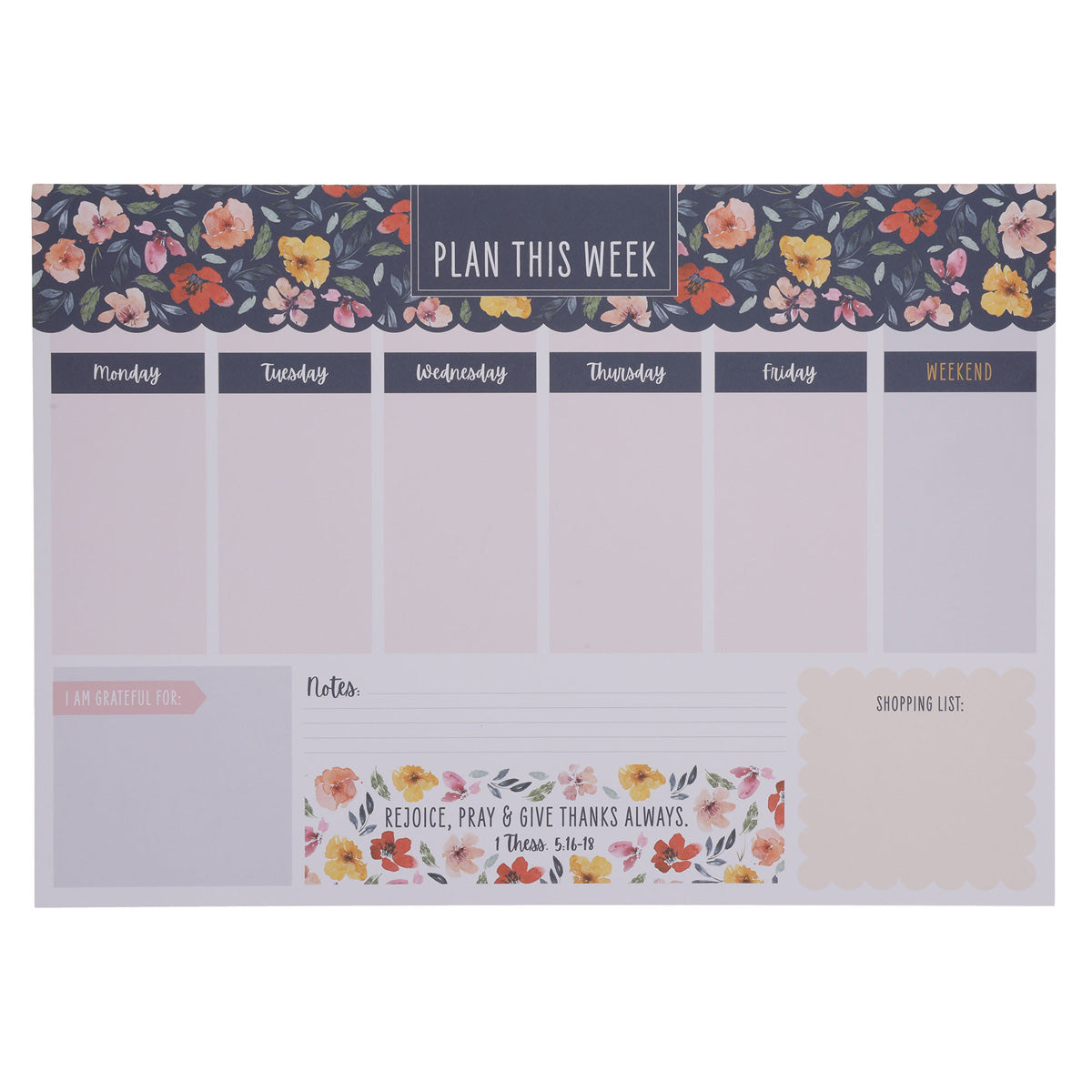 A3 Weekly Desk Planner - Rejoice, Pray and Give Thanks Always