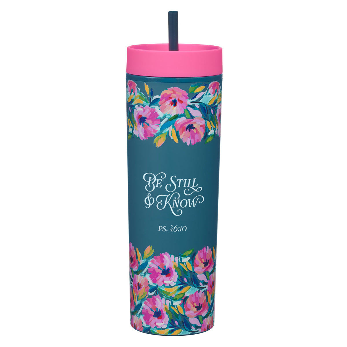 Be Still & Know Plastic Travel Tumbler with Straw