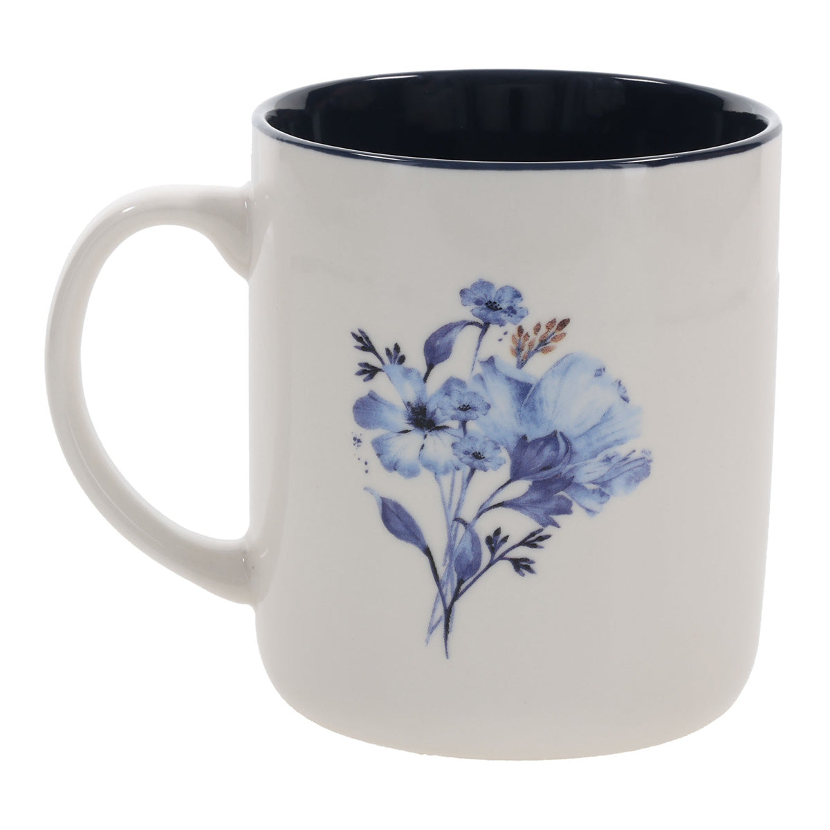 Love Floral Ceramic Mug with Navy Blue Interior