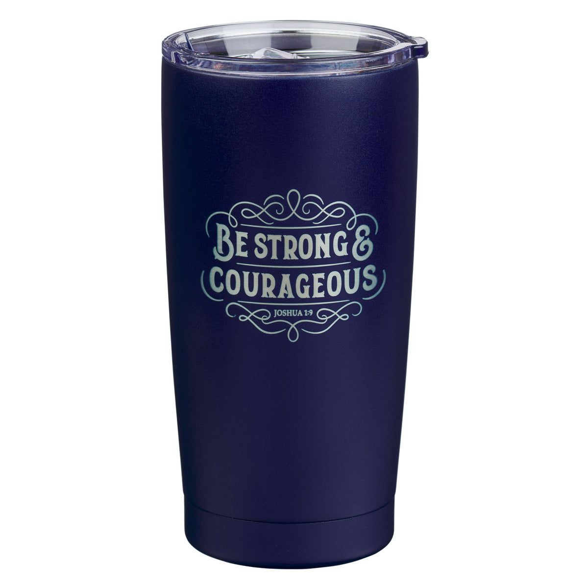 Travel Mug - Be Strong and Courageous (Stainless Steel, Navy)