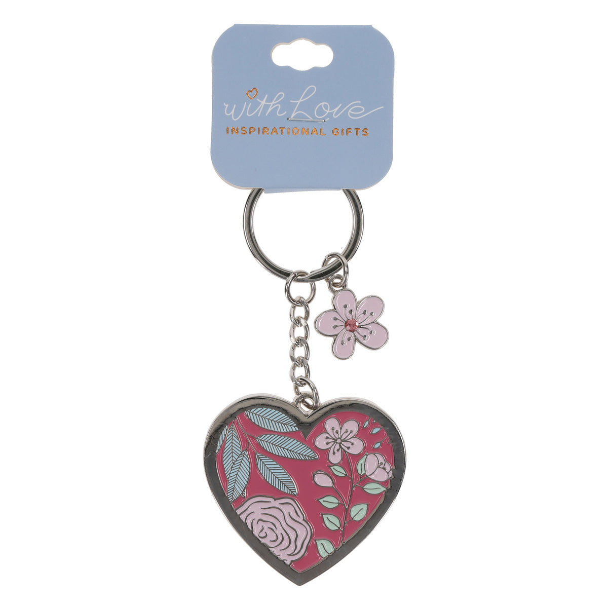 Start Each Day with a Grateful Heart Metal Key Ring with Charm