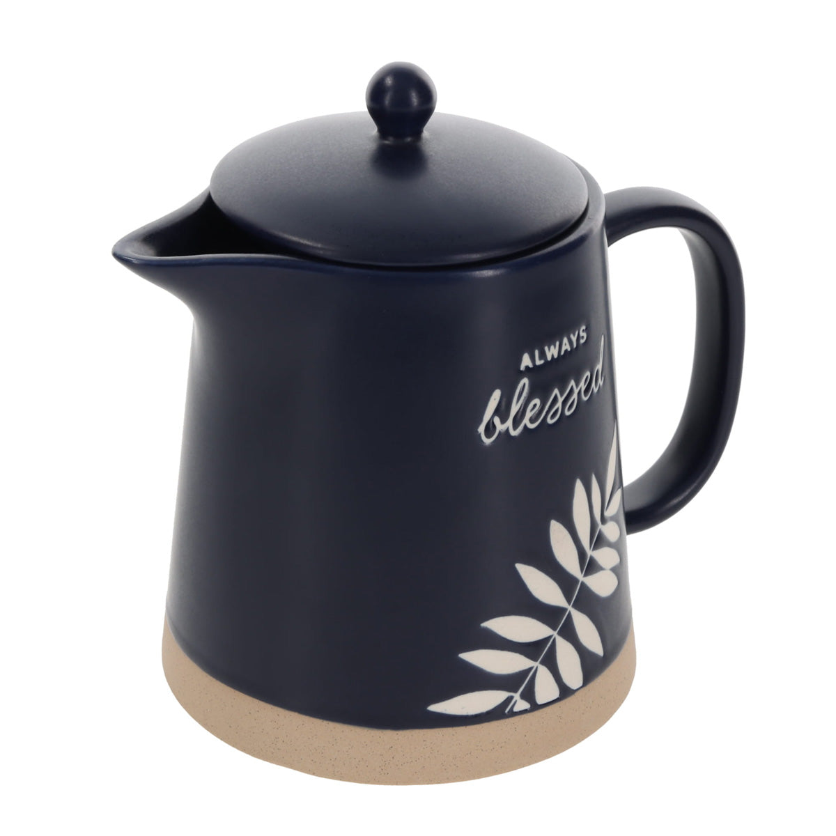 Always Blessed Navy Blue Ceramic Tea Pot