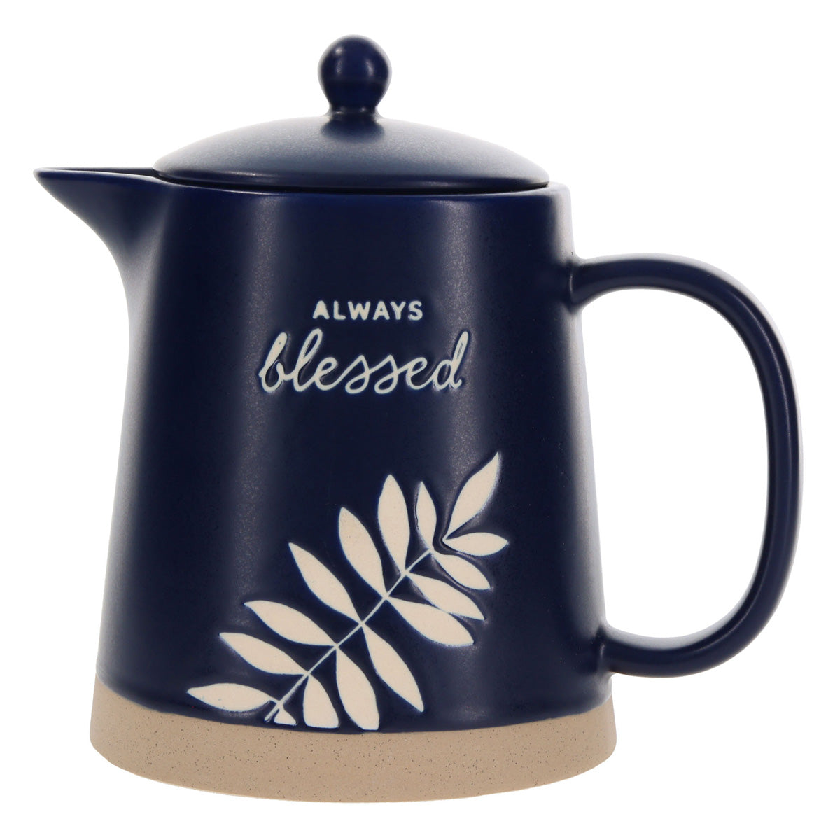 Always Blessed Navy Blue Ceramic Tea Pot