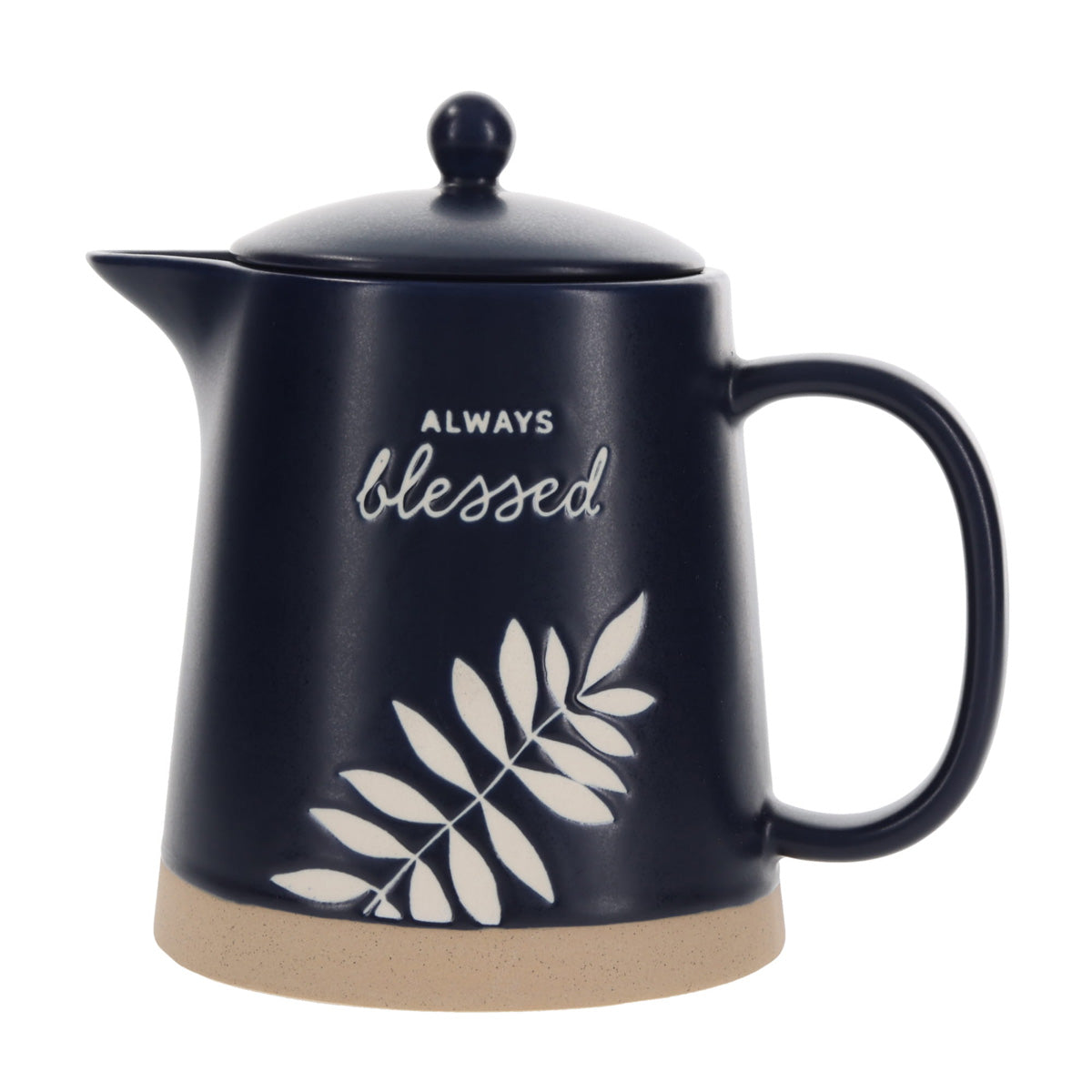 Always Blessed Navy Blue Ceramic Tea Pot