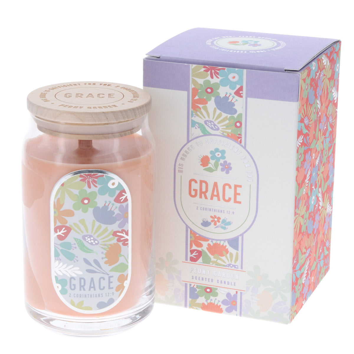 The Lord's Presence - Grace - Peony Garden Scented Candle with Wooden Lid