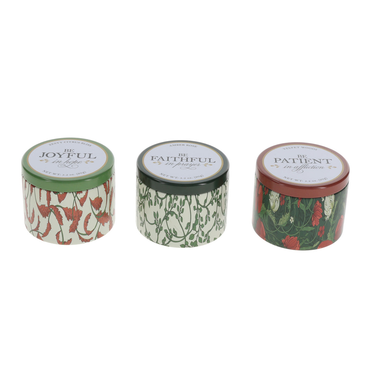 Scented Three Piece Prayer Candle Set - Sweet Grapefruit, Vanilla Sandalwood and Amber Rose