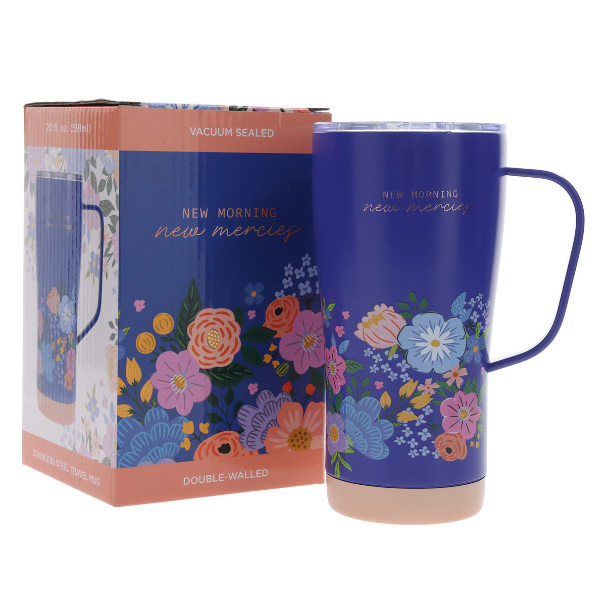 New Morning, New Mercies Stainless Steel Travel Mug with Handle