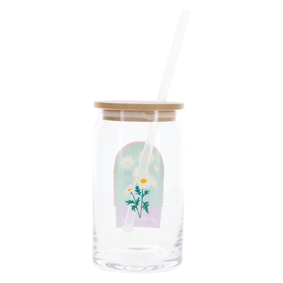 Always Growing Glass Single Wall Travel Tumbler with Bamboo Lid and Straw
