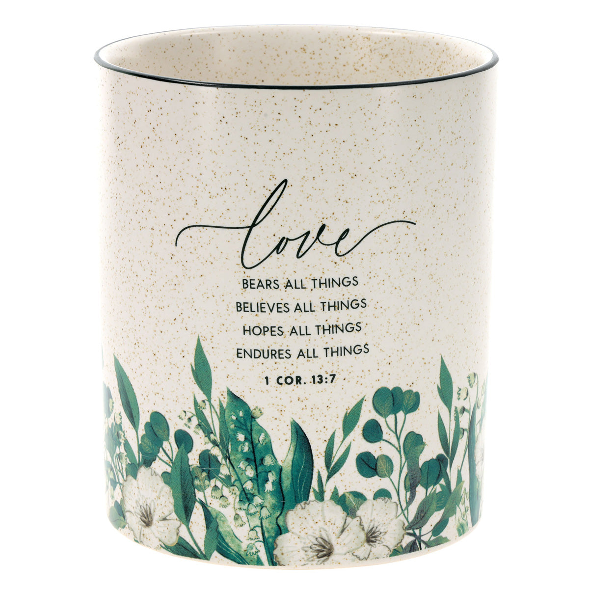 Love Bears All Things, Believes All Things, Hopes All Things Ceramic Utensil Holder