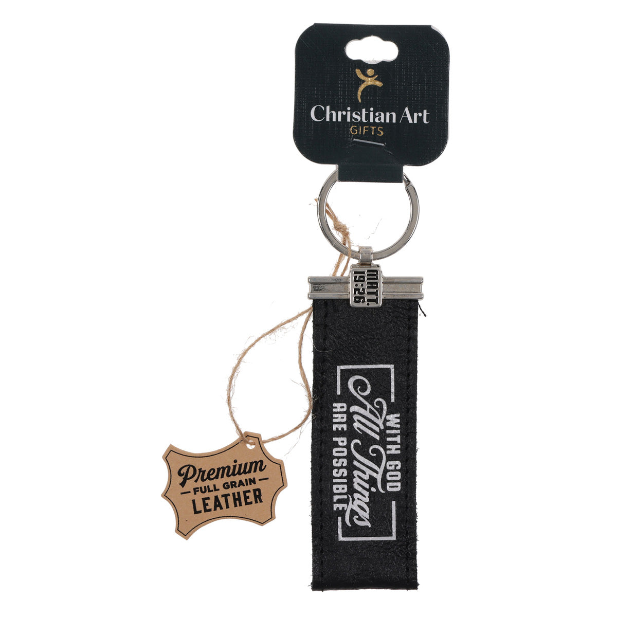 With God All Things Are Possible Genuine Leather Key Ring