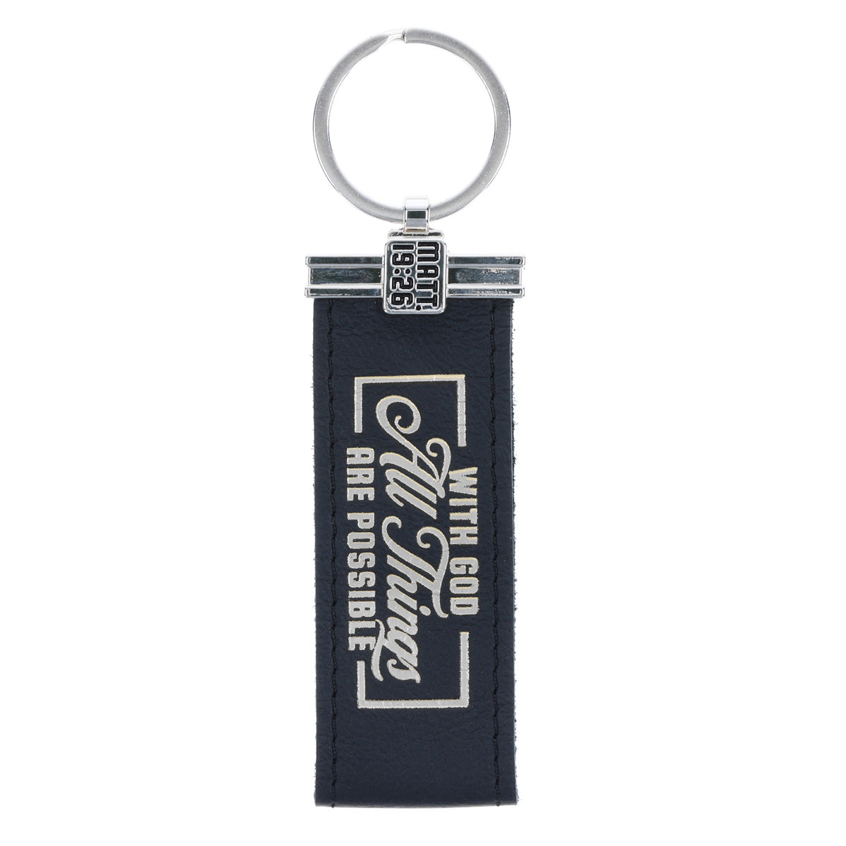 With God All Things Are Possible Genuine Leather Key Ring