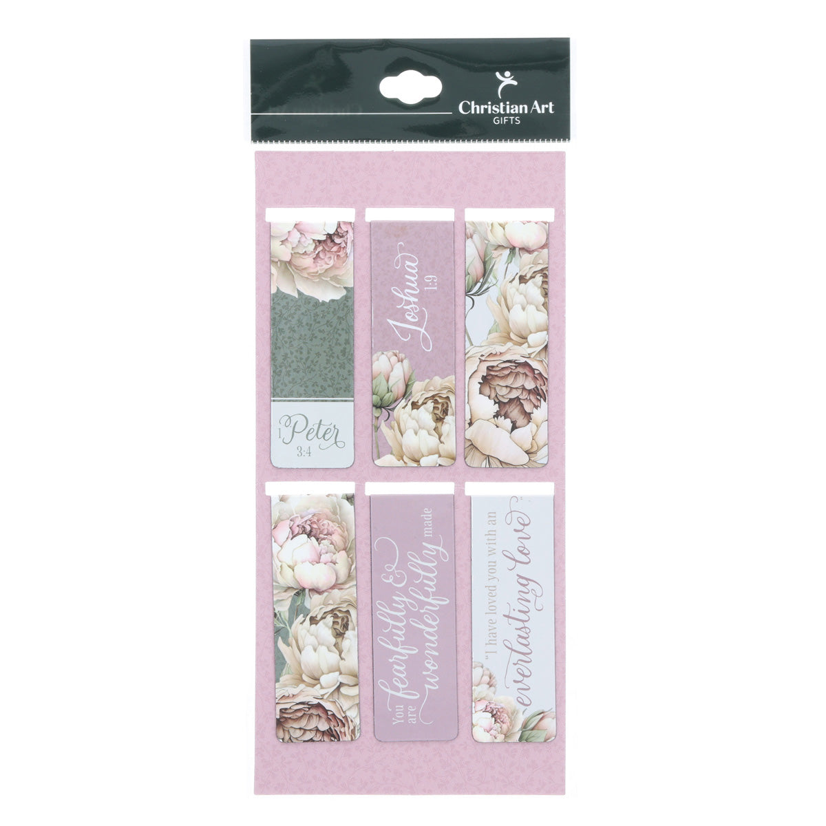 Botanical Peonies Six-Piece Magnetic Bookmark Set
