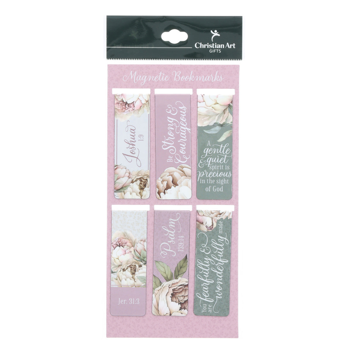 Botanical Peonies Six-Piece Magnetic Bookmark Set