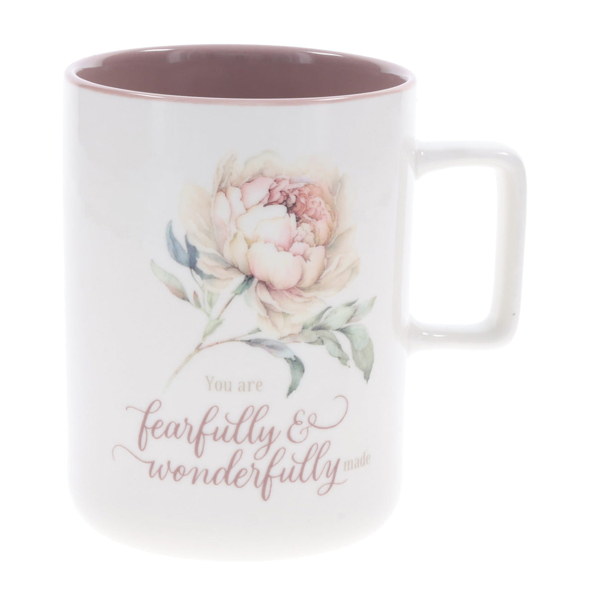 You Are Fearfully and Wonderfully Made Ceramic Mug with Pink Interior