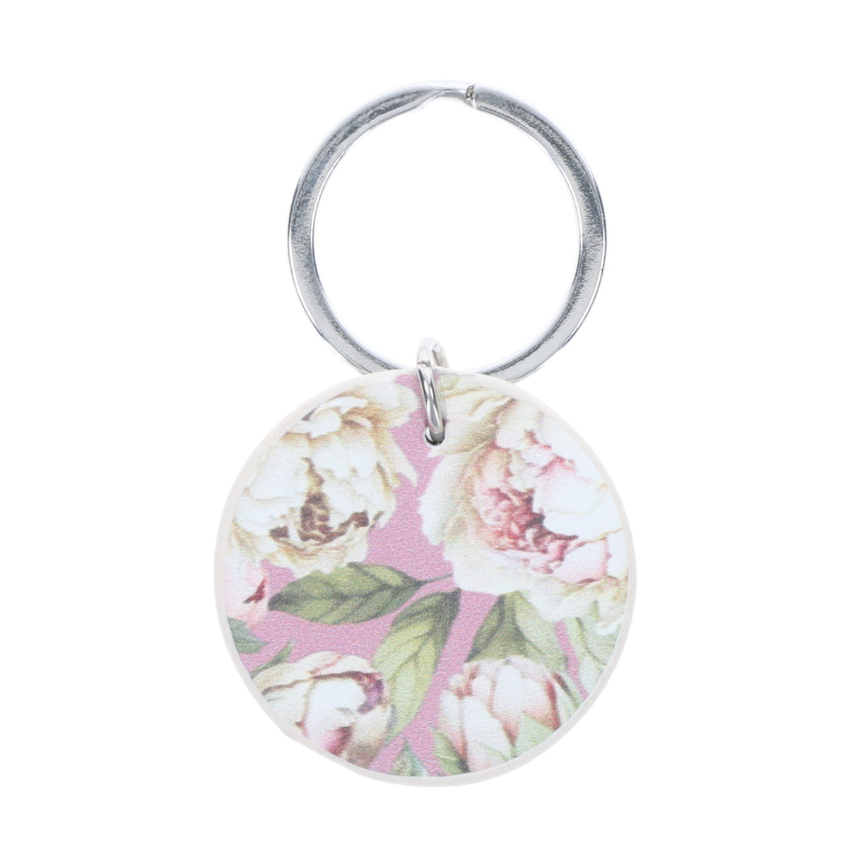 Strong and Courageous Metal and Faux Leather Key Ring