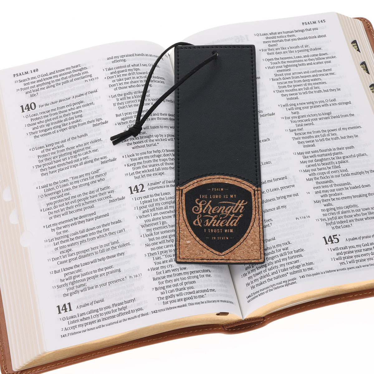 The Lord Is My Strength and Shield Faux Leather & Cork Bookmark