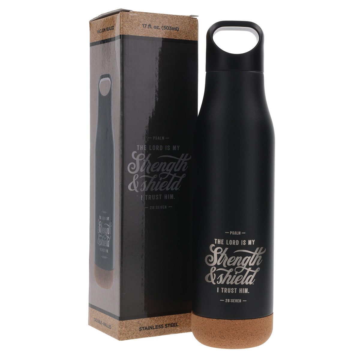The Lord Is My Strength and Shield Stainless Steel Water Bottle with Cork Base