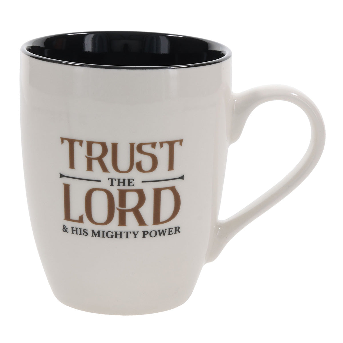 Trust the Lord and His Mighty Power Ceramic Mug with Black Interior