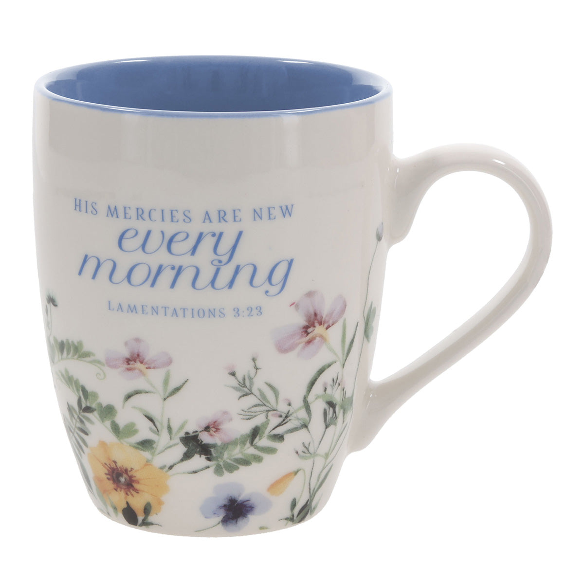 His Mercies Are New Every Morning Ceramic Mug with Blue Interior