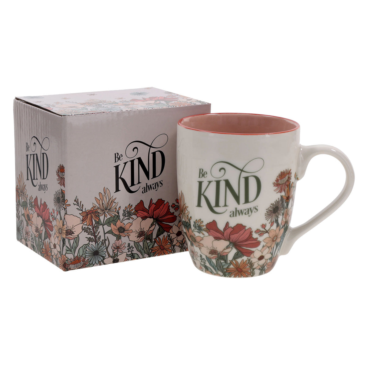 Be Kind Always Ceramic Mug with Pink Interior