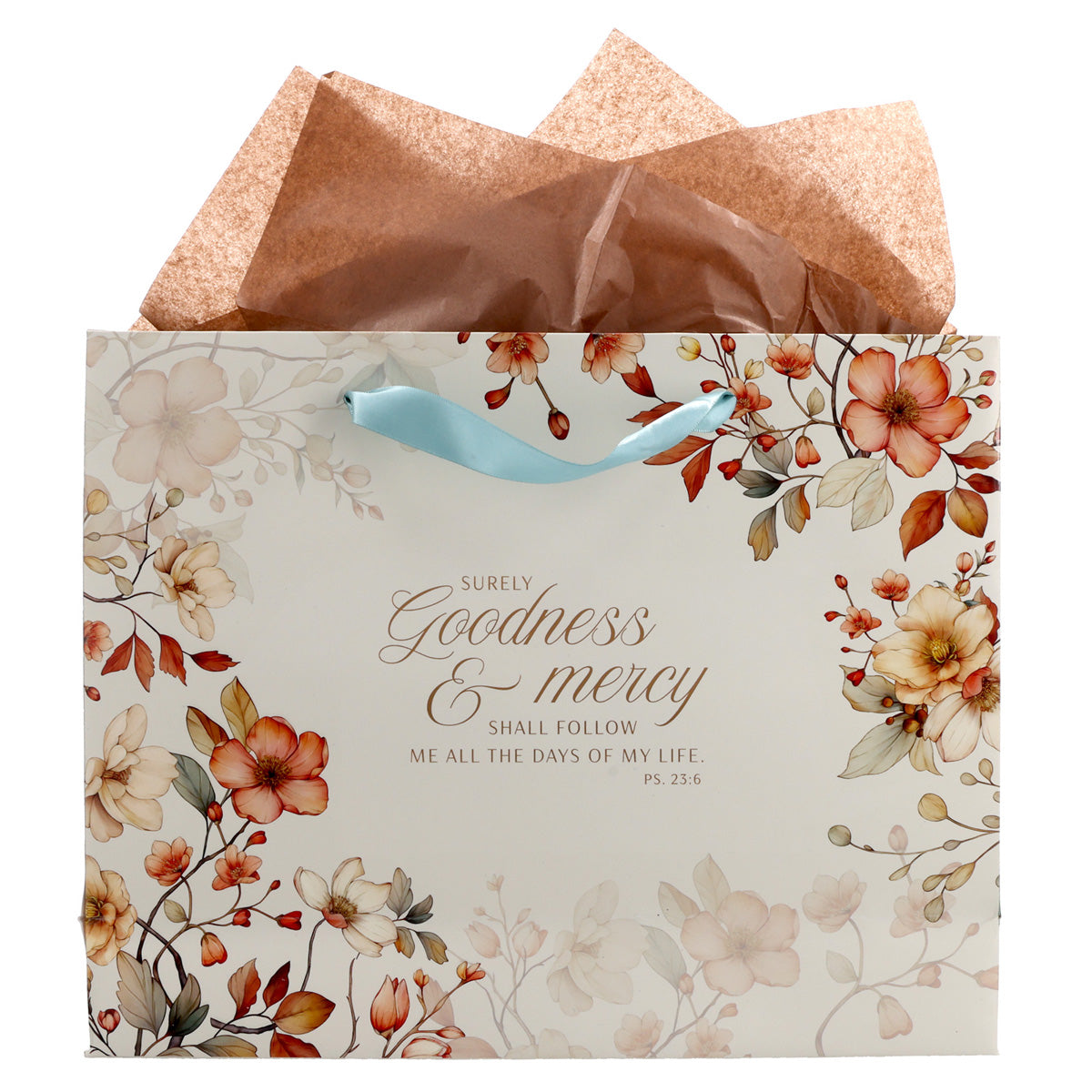 Surely Goodness and Mercy Shall Follow Me Large Landscape Gift Bag with Gift Tag