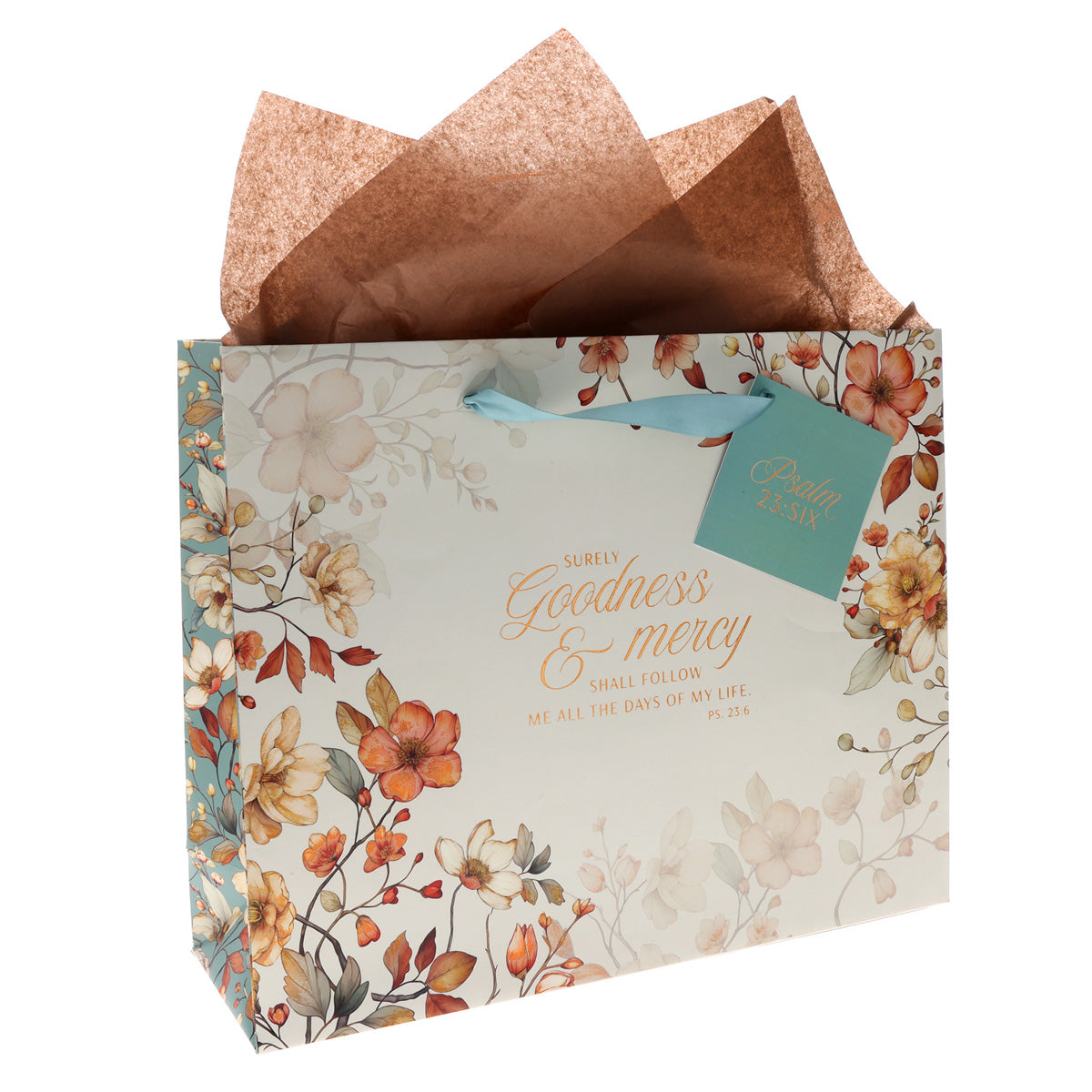 Surely Goodness and Mercy Shall Follow Me Large Landscape Gift Bag with Gift Tag