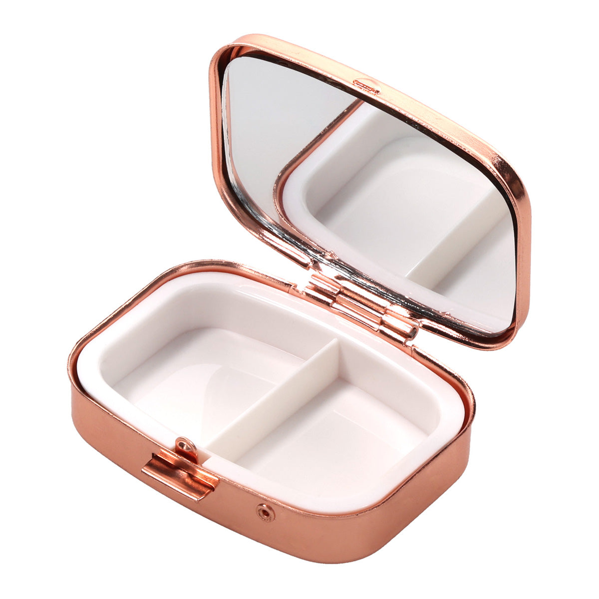 Joy Comes in the Morning Epoxy Rose Gold Metal Pill Case with Mirror