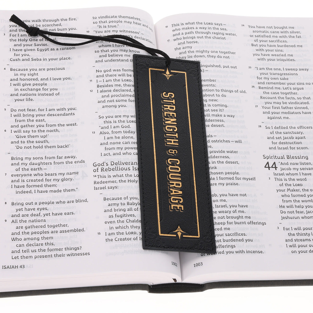 Strength and Courage Genuine Leather Bookmark