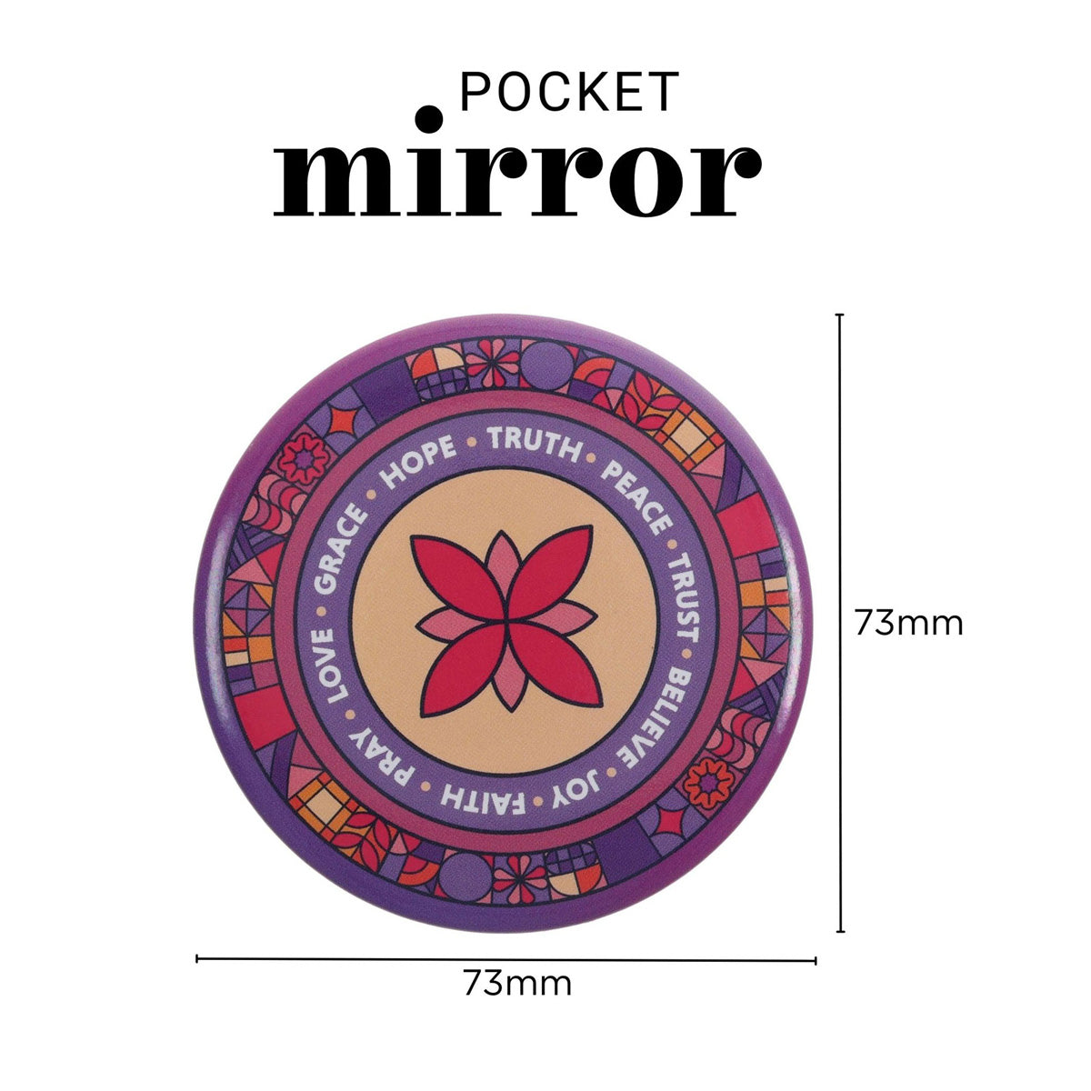 Joy Faith Pray Love Grace Hope Truth Peace Trust Believe Crossword Compact Mirror