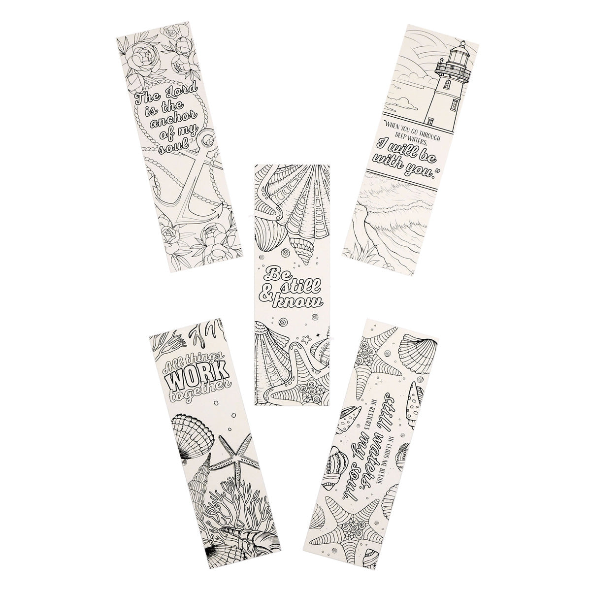 He Leads Me Beside Still Waters Five-Piece Coloring Bookmark Set