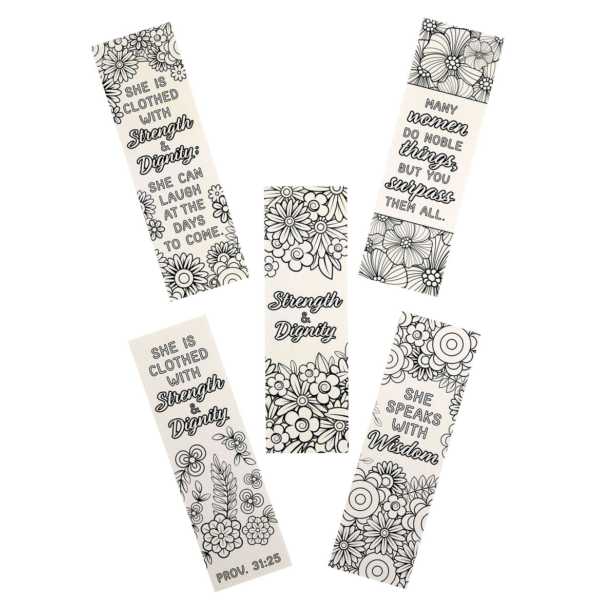 Strength and Dignity Five-Piece Coloring Bookmark Set