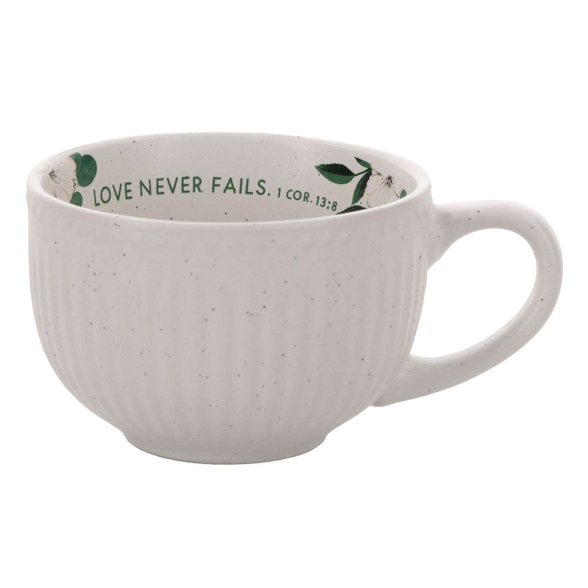 Love Never Fails Ceramic Cup and Saucer Set