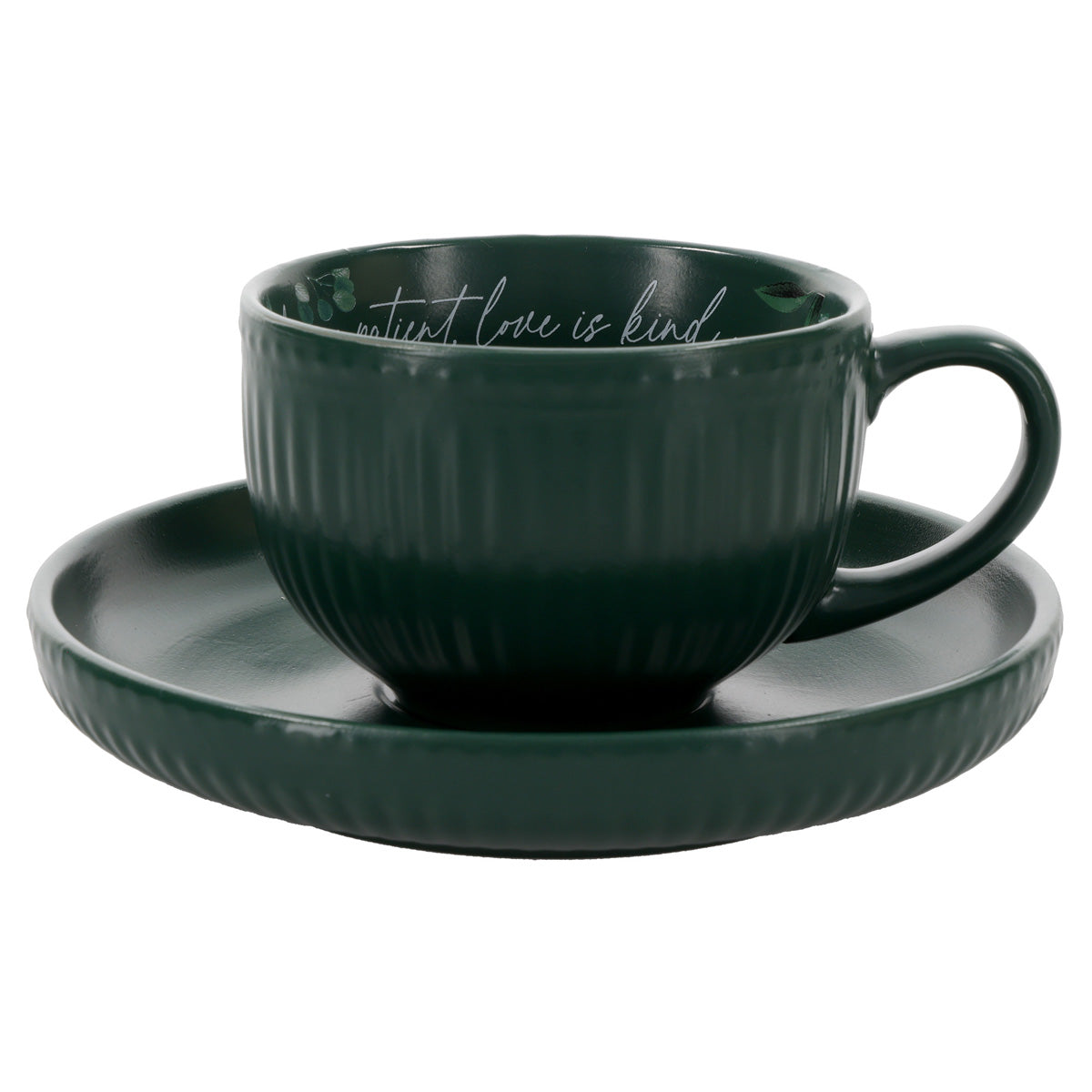 Love Is Patient, Love Is Kind Ceramic Cup and Saucer Set