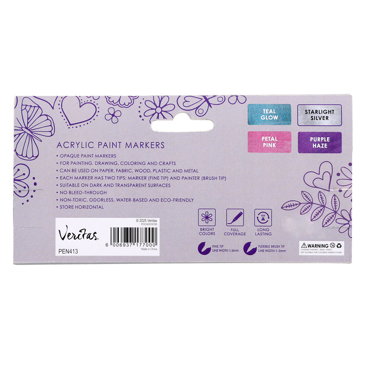 Veritas Four-Piece Metallic Acrylic Marker Set