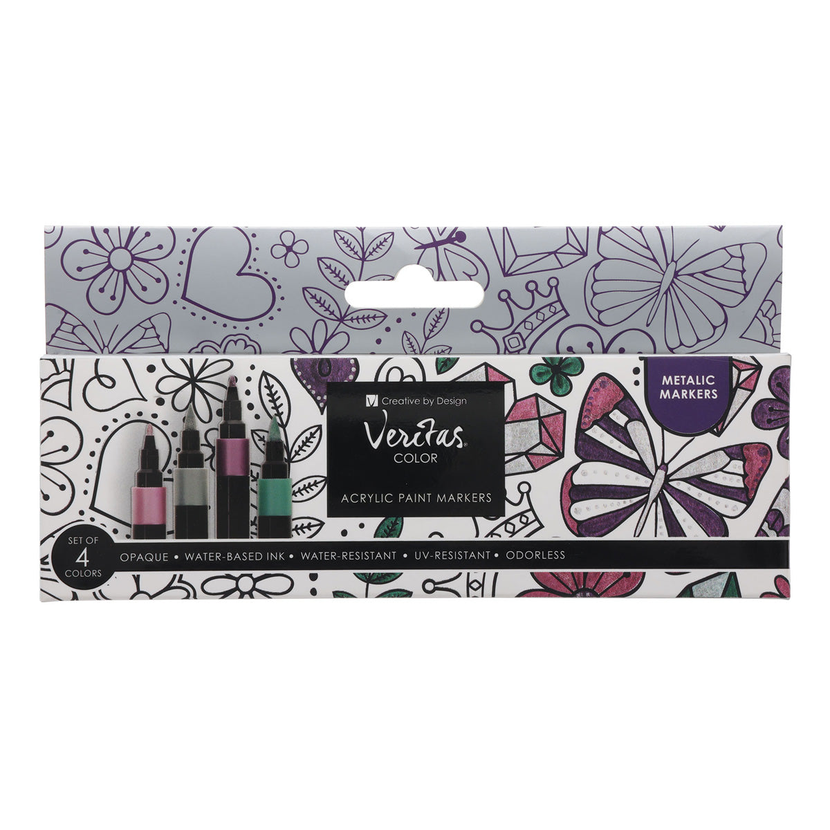 Veritas Four-Piece Metallic Acrylic Marker Set