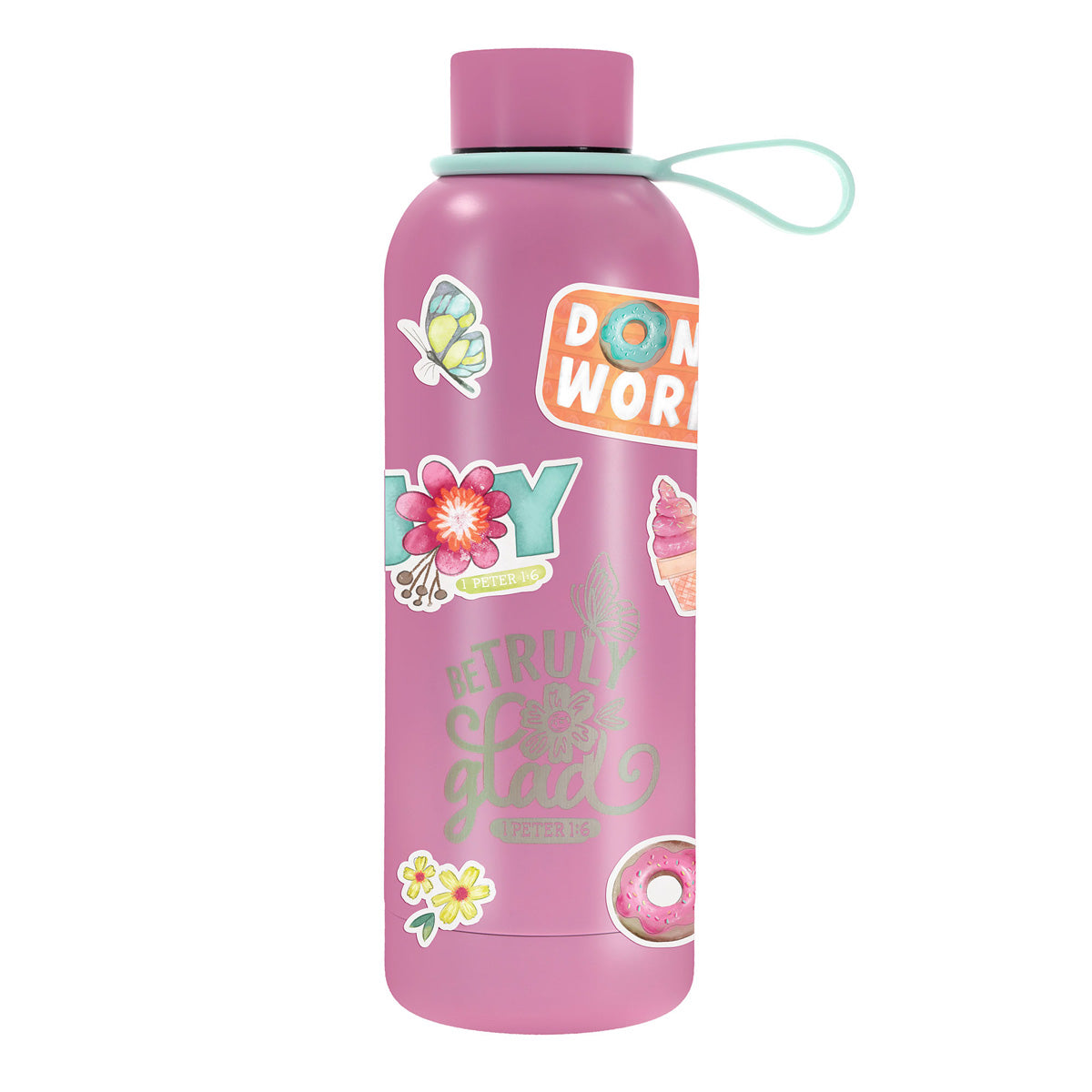 Be Truly Glad Stainless Steel Water Bottle with Decorative Sticker Sheet