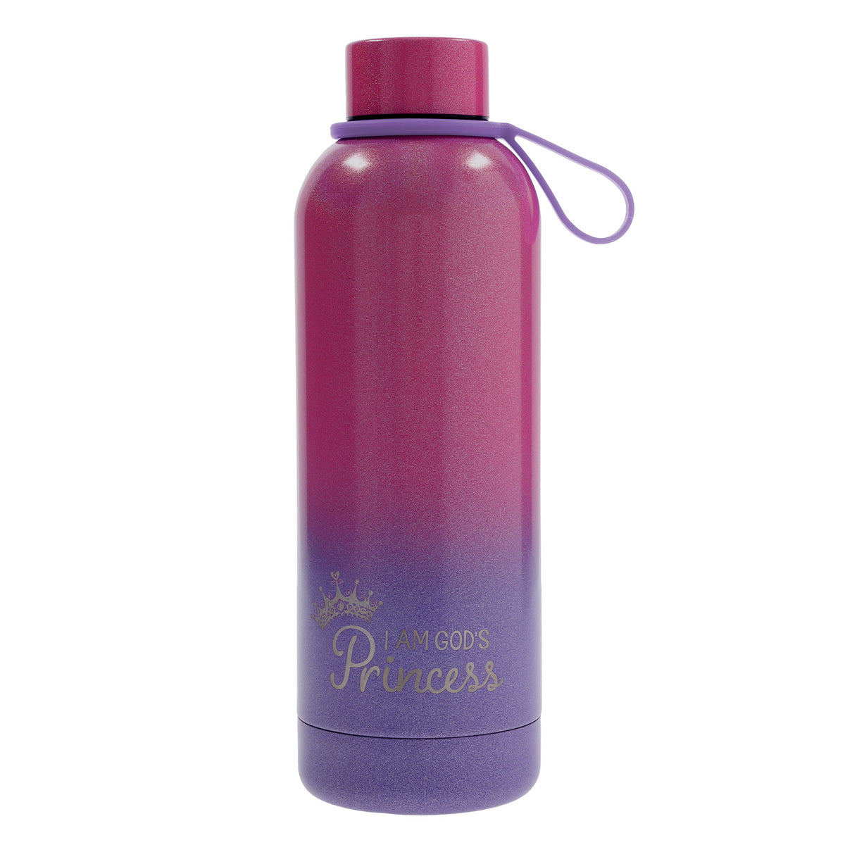 I Am God's Princess Stainless Steel Water Bottle with Rhinestone Decorative Sticker Sheet