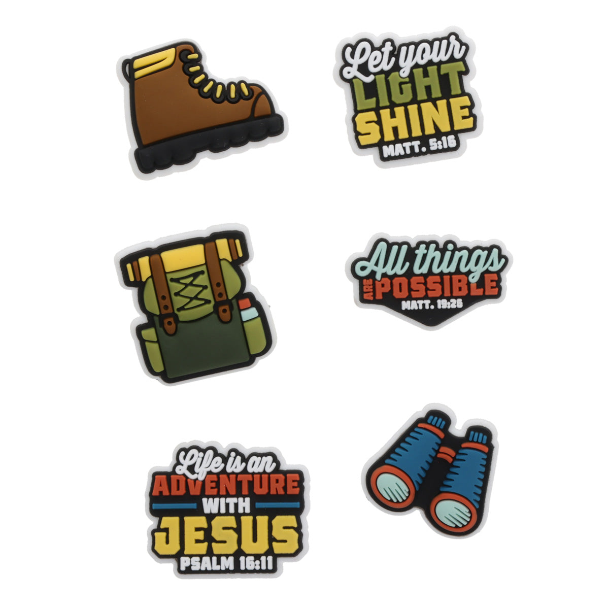 Adventure with Jesus Six-Piece Shoe Charm Set