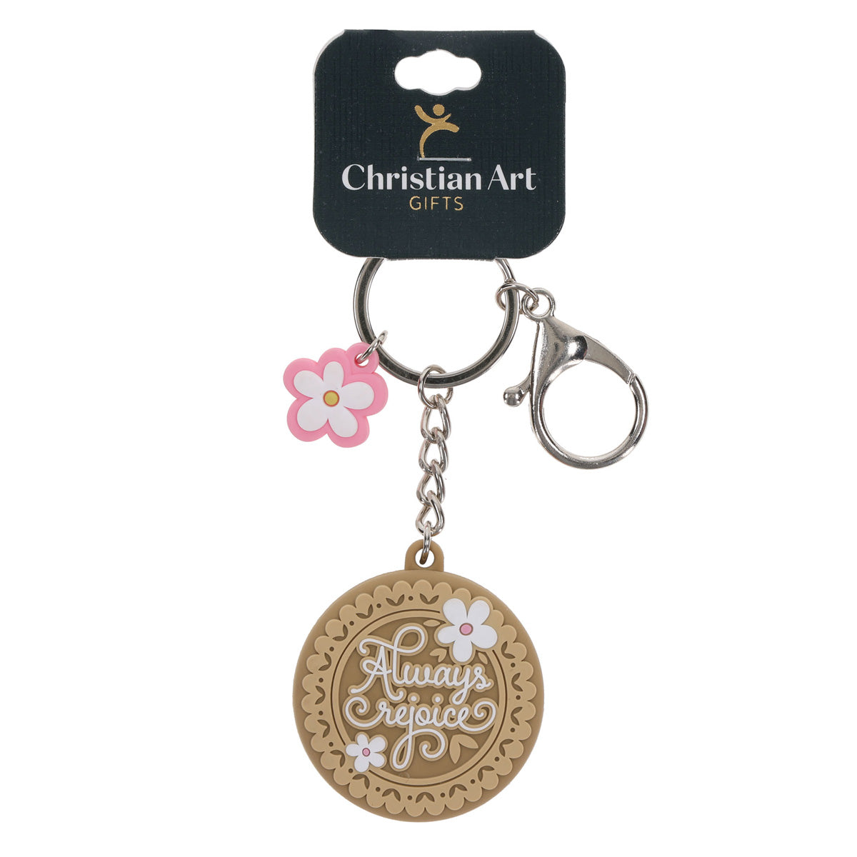 Always Rejoice Key Ring with Flower Charm