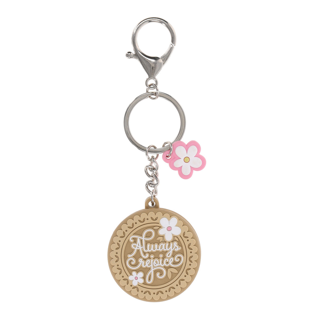 Always Rejoice Key Ring with Flower Charm
