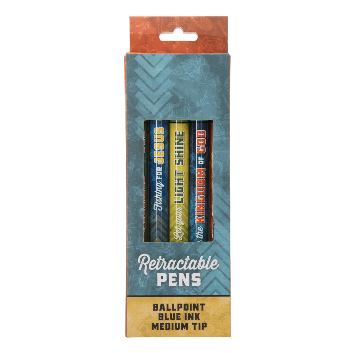 Life Is an Adventure with Jesus Five-Piece Retractable Ballpoint Pen Set with Blue Ink